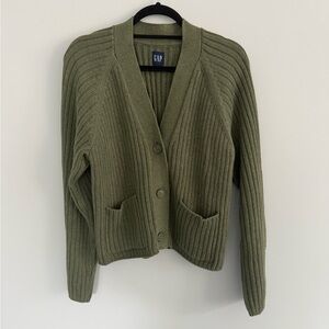GAP Cotton Ribbed Knit V-neck cardigan